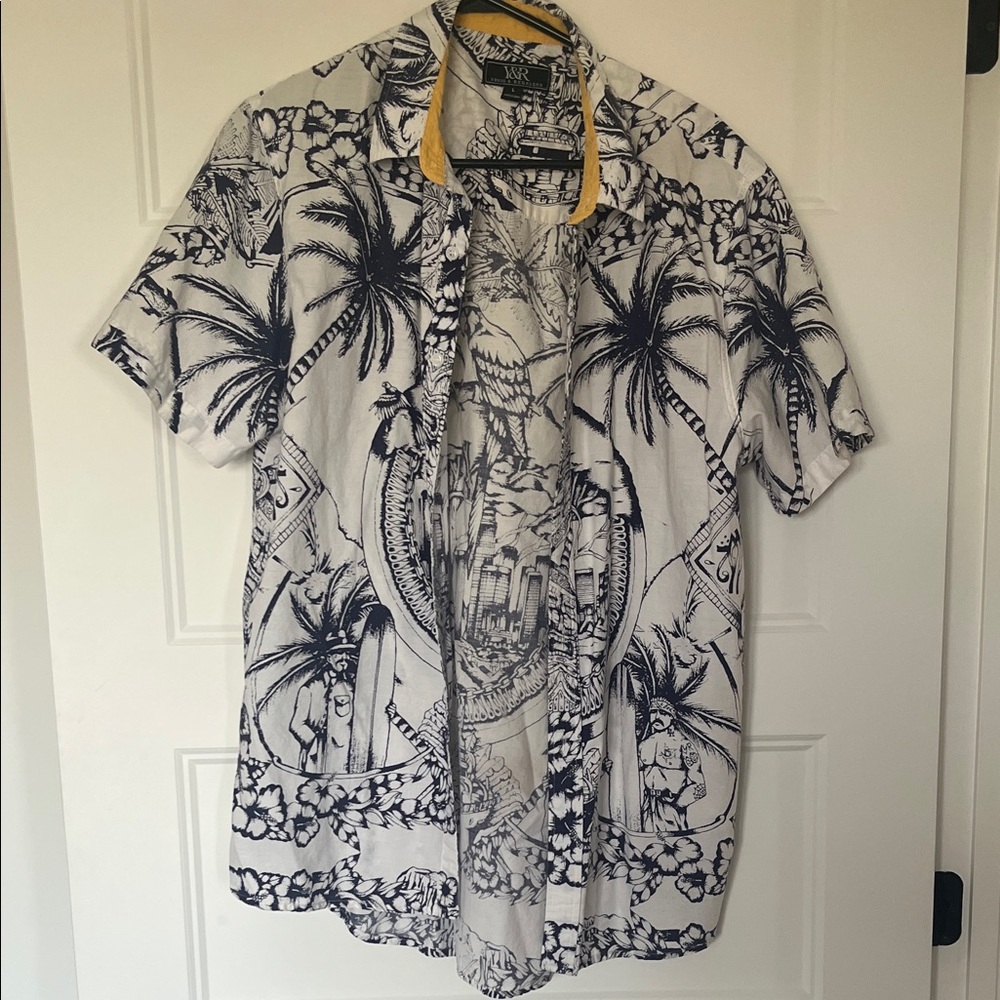 Young & Reckless White and Black Palm Print Shirt